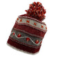 Striped Embroidered Hat w. Pompom