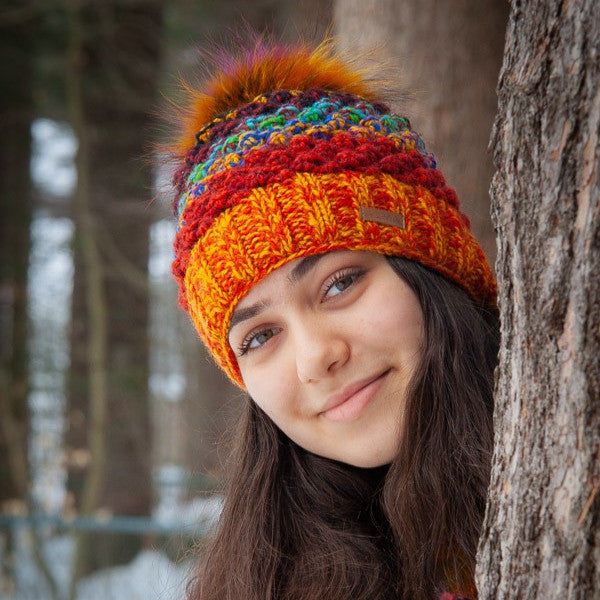 Tie Dye Raccoon Pompom Hat