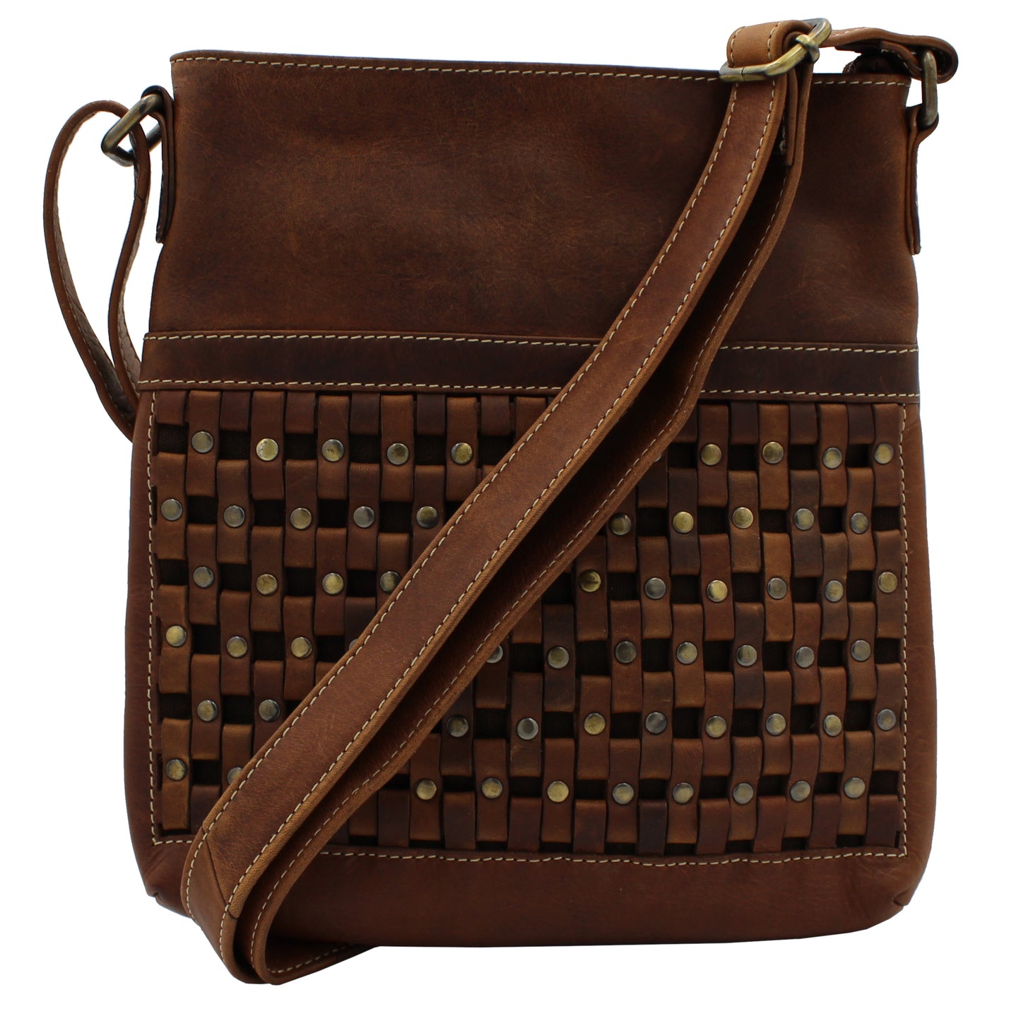 RE Midsize Leather Woven Purse (10"x 11"x 2.5")